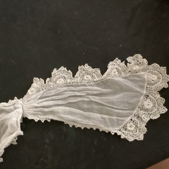Vintage Irish Lace Foulard Scarf Collar Ruffle Fine Cotton - Picture 4 of 7